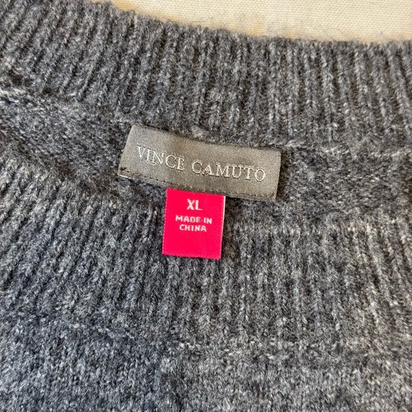 Vince Camuto Women’s Colorblock Charcoal and Rust Crewneck Sweater - Picture 2 of 7